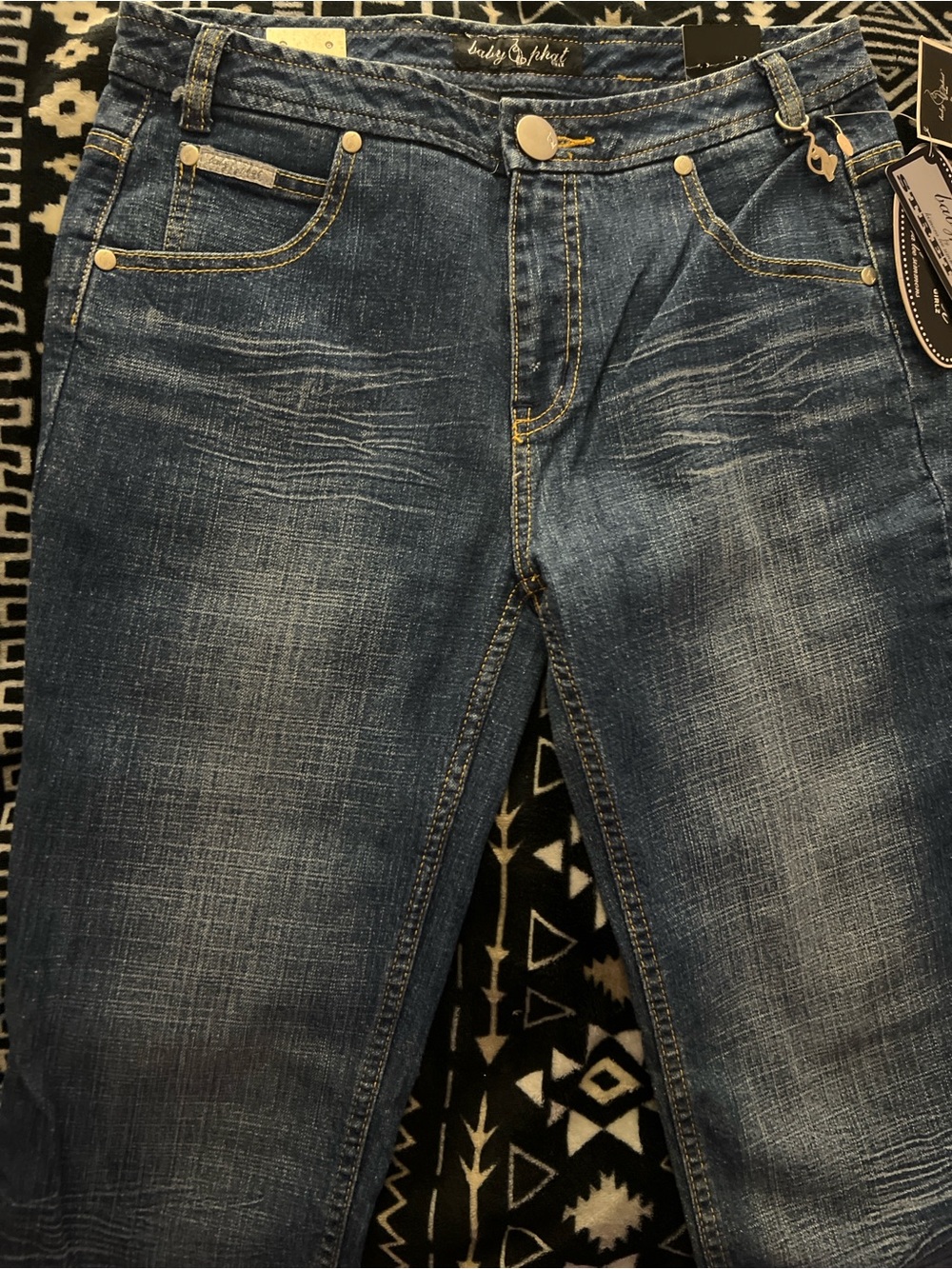 Baby Phat Distressed Blue Denim Relaxed Jeans